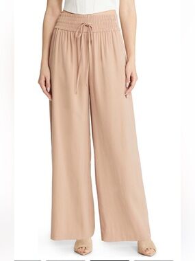 OPEN EDIT Drawstring Wide Leg High-Waisted Pants